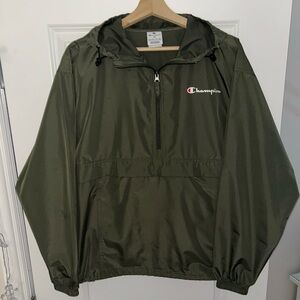 Champion Green Windbreaker Pullover Jacket